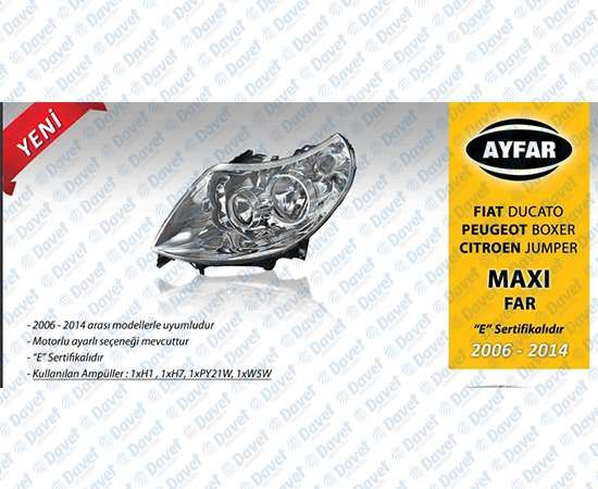 AYFAR 505206 Far Sag F.Ducato Maxi P.Boxer C.Jumper 06>14 Motorlu